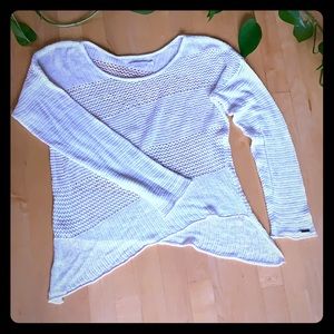 light knit asymmetrical white prana sweater, small